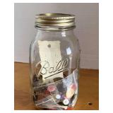 QUART BALL MASON JAR WITH OLD BUTTONS - CHECKOUT