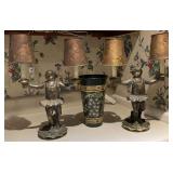 PAIR OF ANTIQUE BRASS FROG CANDLE HOLDERS 16" TALL X 12" WIDE & MORE - KITCHEN