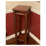 VERY NICE DARK CHERRY 2 TIER PLANT STAND 12" SQUARE X 35 1/2" TALL - DINING ROOM