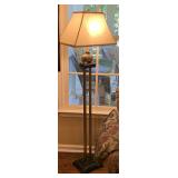 BRASS/BLACK TALL HEAVY 2 COLUMN FLOOR LAMP WITH ELEPHANT MOTIF 59" TALL - DEN