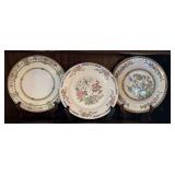 ANTIQUE "GRASMERE" MINTON DINNER PLATE, VINTAGE LORD NELSON POTTERY DINNER PLATE & VINTAGE "INDIAN TREE" WASHINGTON CHINA SOUP BOWL WITH STANDS - LIVING ROOM