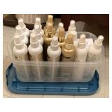 CONTAINER FULL OF PANTENE MIST DETANGLER & CONDITIONING MIST, JORGEN ENHANCER, & MORE (CONTAINER W/LID INCLUDED) - UP MASTER BATH