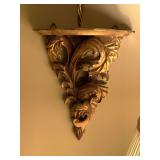 PAIR OF VINTAGE GOLD GILDED ROCOCO STYLE WALL SCONCES 10" TALL X 8" WIDE - LIVING ROOM