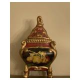 DECORATIVE CERAMIC HAND PAINTED LIDDED BOX 10 3/4" TALL X 6" WIDE - DINING ROOM