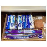 DRAWER LOT TO INCLUDE WAX PAPER, FOIL, SARAN WRAP & MORE - KITCHEN