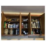 6 CABINETS FULL OF ASSORTED PAINT & SUPPLIES AND 2 BUCKETS FULL OF OTHER PAINTING SUPPLIES (SEE PICS) - GARAGE