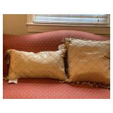 2 GOLD DIAMOND PINTUCK THROW PILLOWS - UP BED 1