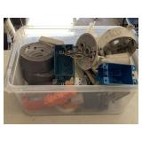 CRATE FULL OF ASSORTED ELECTRICAL SUPPLIES - GARAGE