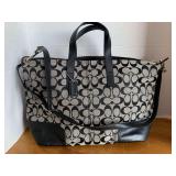 NEW COACH HADLEY GREY CANVAS SATCHEL WITH BLACK TRIM - CHECKOUT