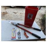 NEW CRAFTSMAN LOPPERS, NEW STIHL PRUNERS, NEW MR ZHU PRUNERS, OTHER PRUNERS & TRASH CAN - GARAGE