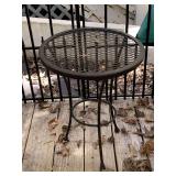 SMALL ROUND BLACK METAL SIDE TABLE 16" ROUND X 21" TALL - SIDE PORCH