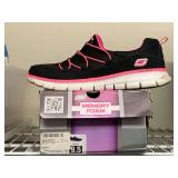 SKECHERS BLACK/PINK SLIP ON TENNIS SHOES SIZE 9 1/2M (GENTLY WORN) - UP MASTER CLOSET 2