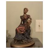 VINTAGE CERAMIC PAINTED BRONZE AUSTIN SCULPTURE "AT THE BALL" 8" LONG X 6" WIDE X 11" TALL (EXCELLENT CONDITION) - UP BED 2