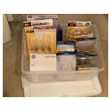 CRATE FULL OF MISC CHANDELIER BULBS - SMALL & LARGE BASE 25W, 40W, 60 W - CRATE & LID INCLUDED - UP HALLWAY