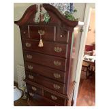 VINTAGE TALL MAHOGANY HIGH BOY BY SEARS & ROEBUCK IN EXCELLENT CONDITION 36 3/4" WIDE X 18" DEEP X 80" TALL (CONTENTS IN DRAWERS NOT INCLUDED)***SPECIAL PICKUP INSTRUCTIONS - FOYER