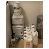 LOT TO INCLUDE 2 NICE HEAVY DUTY DOG FOOD CONTAINERS, DOG BOWS. 8 CONTAINERS OF STAIN/ODOR REMOVER FOR PETS & MORE - LAUNDRY