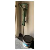 VINTAGE VERY LARGE & HEAVY AIR POWER ROCK HAMMER DRILL 40" TALL & BUCKET OF ALL CRETE - GARAGE CLOSET