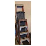 3 LADDERS - LOUISVILLE 71" TALL, COSCO 60" TALL, WHITE METAL CO 48" TALL - GARAGE