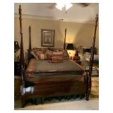 BEAUTIFUL MAHOGANY TALL 4 POSTER BED (WINNING BIDDER CAN CHOOSE TO TAKE MATTRESS/BOX SPRINGS) 81" TALL X 64" WIDE X 88" LONG (BEDDING NOT INCLUDED) ***SPECIAL PICKUP INSTRUCTIONS - UP MASTER BED