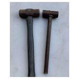 2 VINTAGE METAL MALLETS - GARAGE