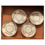 4 ANTIQUE SAUCERS "INDIAN TREE" BY MADDOCK MADE IN ENGLAND WITH PLATE HANGERS - LIVING ROOM