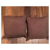 2 DARK BROWN QUILTED SOFT THROW PILLOWS 16" SQUARE - DEN
