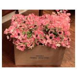 LARGE BOX OF PEACH COLORED SILK FLOWERS - DINING ROOM