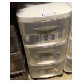3 DRAWER PLASTIC ROLLING ORGANIZER (DOES NOT INCLUDE CONTENTS) 13" WIDE X 15" DEEP X 27" TALL ***SPECIAL PICKUP INSTRUCTIONS - UP MASTER CLOSET 2