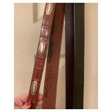 4 NICE LEATHER BELTS (2 FOSSIL, 1 GAP) - UP HALL BATH
