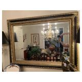 BEAUTIFUL BEVELED MIRROR WITH BLACK/GOLD FRAME 44" LONG X 31" TALL - DINING ROOM