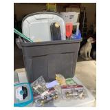 CRATE OF MISC HOUSEHOLD REPAIR/REPLACE ITEMS (INCLUDES CRATE W/ LID) - GARAGE