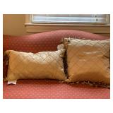 2 GOLD DIAMOND PINTUCK THROW PILLOWS - UP BED 1