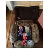 KONG DOG BED, PADDED LEOPARD DOG BED, 2 NEW KONG DOG TOYS & NEW DOG BRUSH - LIVING ROOM