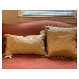 2 GOLD DIAMOND PINTUCK THROW PILLOWS - UP BED 1