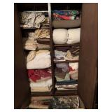ALL CONTENTS OF ARMOIRE TO INCLUDE BLANKETS, ASSORTED LINENS, PILLOW SHAMS & MORE - UP MASTER BED
