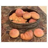 WOODEN WOVEN BASKET FULL OF FAUX BREAD - DEN