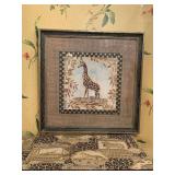 ANIMAL PRINT RUNNER & FRAMED GIRAFFE PRINT 22" SQUARE - UP MASTER BATH