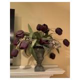 POTTERY URN WITH SILK FLORAL 21" TALL - DEN