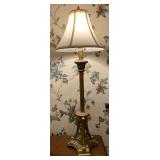 TALL METAL GOLD TONE CANDLESTICK HEAVY LAMP 32" TALL - DINETTE