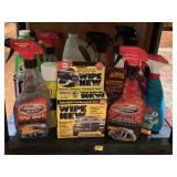 SHELF LOT OF CAR CLEANING SUPPLIES - KITCHEN