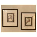 PAIR NICELY FRAMED/MATTED PRINTS OF CHIPPENDALE CHAIRS 15 1/2" X 17 3/4" - DINING ROOM