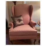 VINTAGE WILLIAM ALAN INC UPHOLSTERED WING CHAIR W/ THROW PILLOW - LIVING ROOM