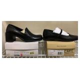 2 PAIR ENZO ANGIOLINI BLACK LEATHER SLIP ON SHOES SIZE 8 1/2M - GENTLY WORN - UP MASTER CLOSET 1