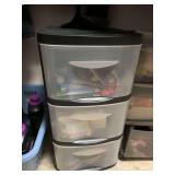 3 DRAWER PLASTIC STORAGE ORGANIZER (DOES NOT INCLUDE CONTENTS) 13" WIDE X 25" TALL X 14" DEEP ***SPECIAL PICKUP INSTRUCTIONS - UP MASTER CLOSET 2