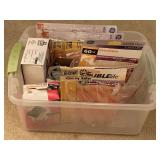 CRATE FULL OF MISC BULBS TO INCLUDE 60W, 40W CHANDELIER BULBS & MORE - CRATE INCLUDED - UP HALLWAY