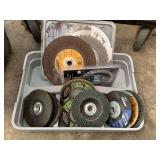 CONTAINER OF BLADES (SOME NEW, SOME USED) - GARAGE