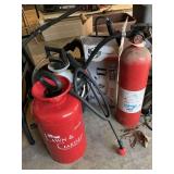 CHAPIN METAL SPRAYER, 2 ROUND-UP SPRAYERS & LARGE FIRE EXTINGUISHER - GARAGE