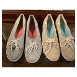 KEDS SILVER MESH TENNIS SHOES SIZE 9 (GENTLY WORN) & NEW KEDS GOLD MESH TENNIS SHOES SIZE 9 - UP MASTER BED