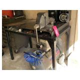 ANTIQUE LARGE WILTON ANVIL MOUNTED ON SOLID IRON TABLE WITH ALL CONTENTS IN OPEN DRAWERS (EXTREMELY HEAVY) 49" LONG X 28 1/4" DEEP X 36" TALL ***SPECIAL PICKUP INSTRUCTIONS - GARAGE