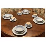 20 PIECE SET OF BLUE/WHITE SPECKLED STONEWARE BY "THE CELLAR" - DINETTE